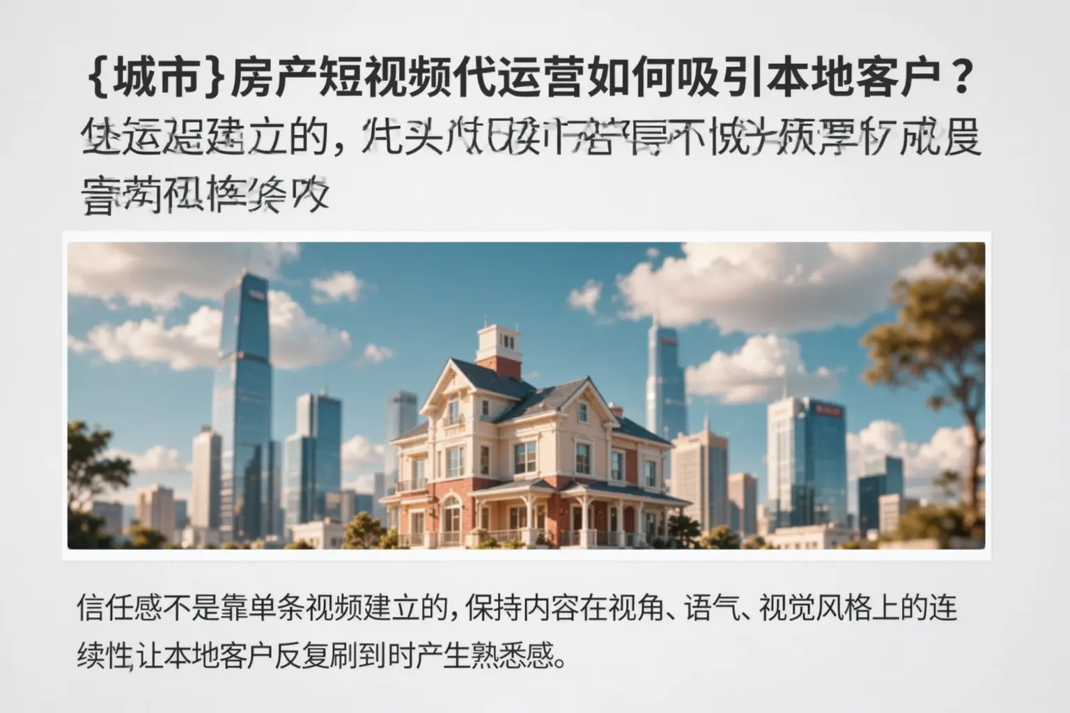 伊春房产短视频代运营如何吸引本地客户?