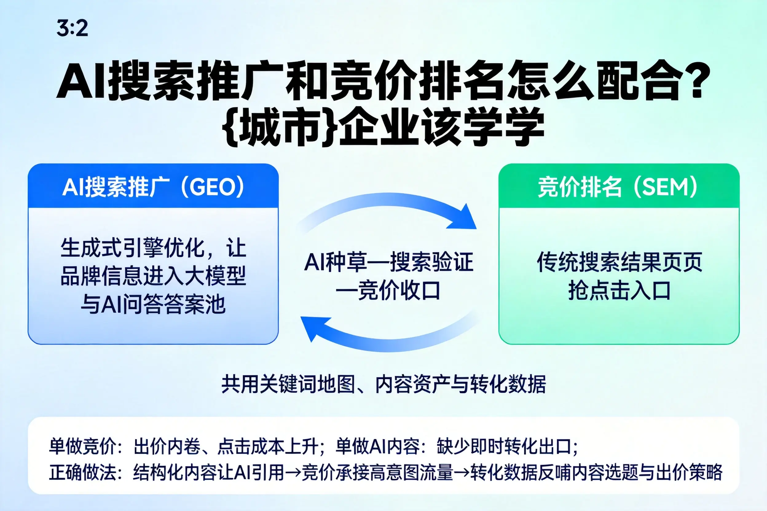 AI搜索推广和竞价排名怎么配合？伊春企业该学学