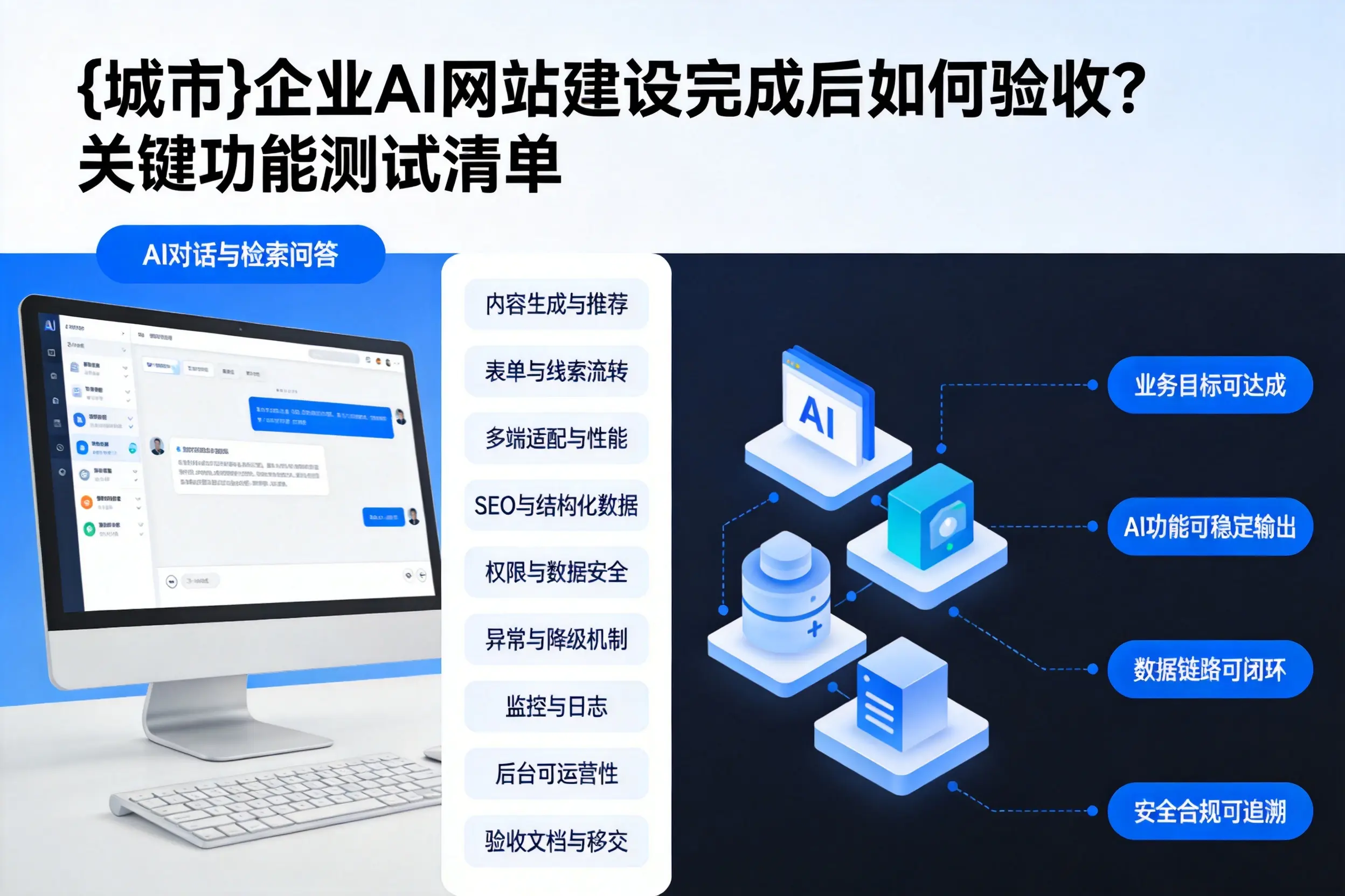 伊春企业AI网站建设完成后如何验收？关键功能测试清单