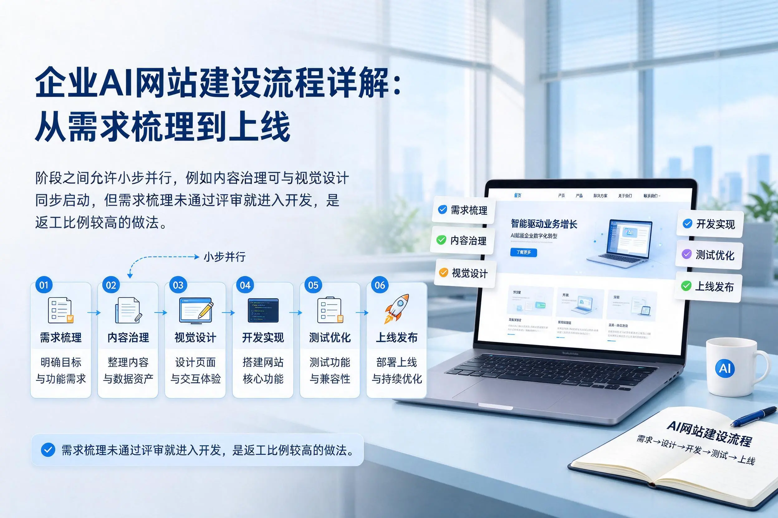 伊春企业AI网站建设流程详解:从需求梳理到上线