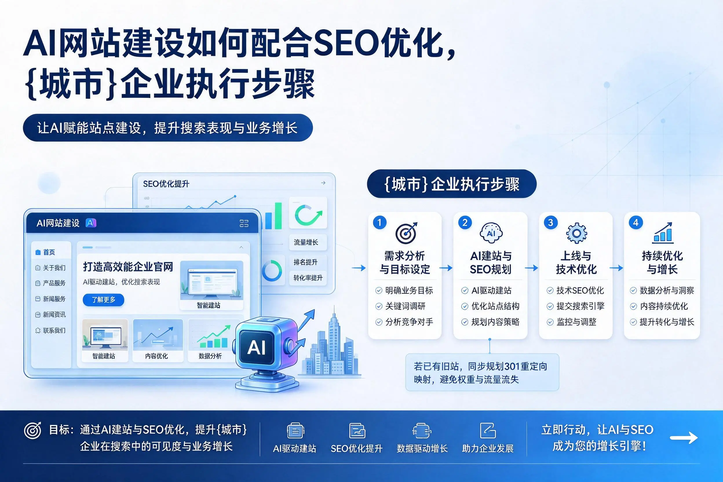 AI网站建设如何配合SEO优化，伊春企业执行步骤