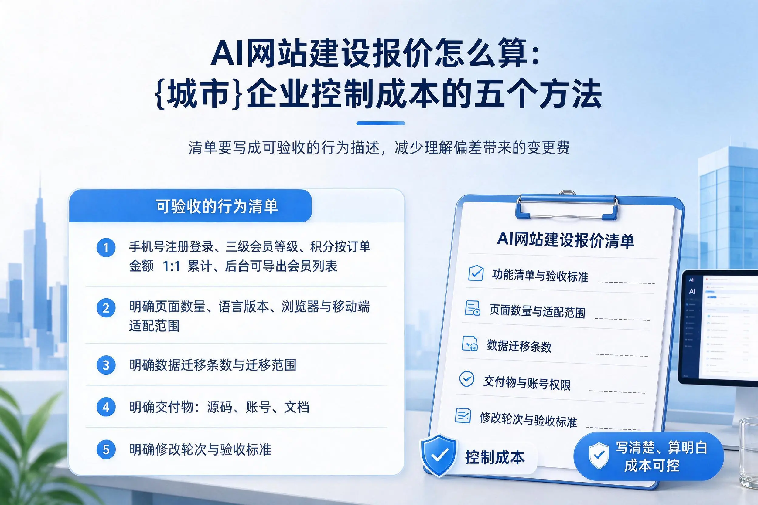 AI网站建设报价怎么算:伊春企业控制成本的五个方法